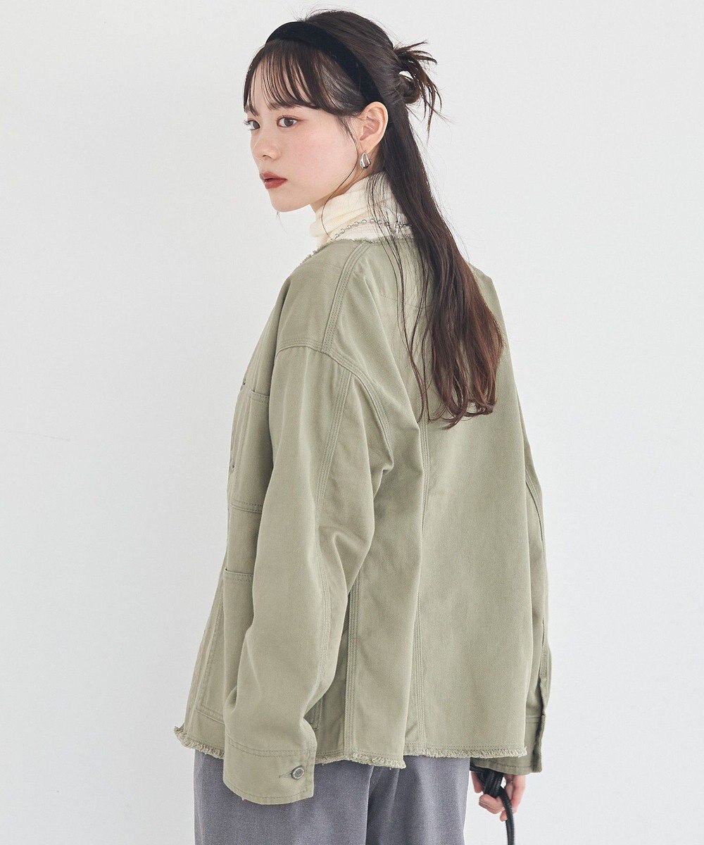 earth music&ecology 【綿100％】ノーカラーカバーオール 