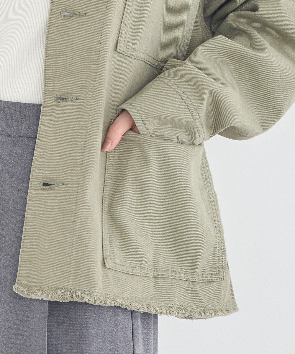 earth music&ecology 【綿100％】ノーカラーカバーオール 