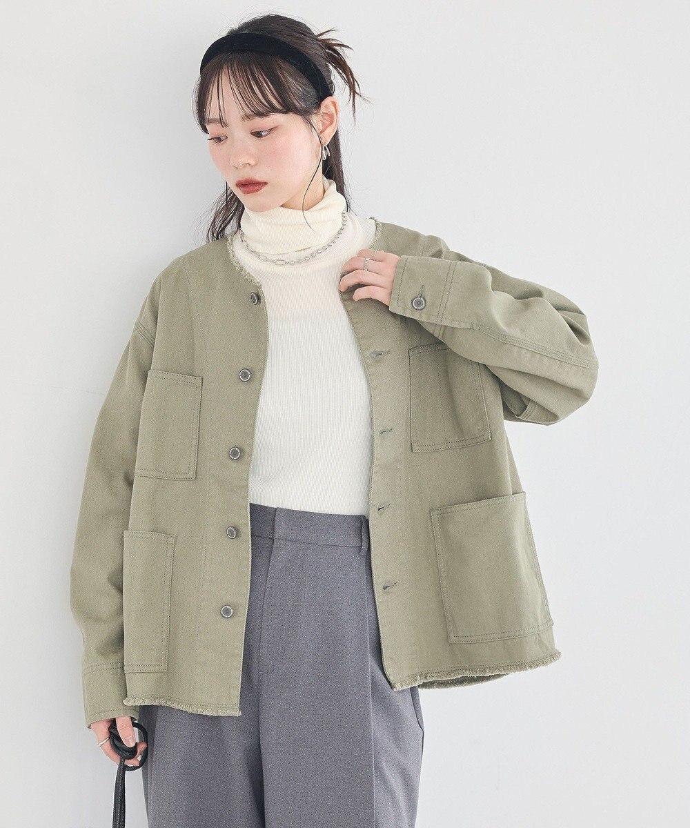 earth music&ecology 【綿100％】ノーカラーカバーオール 