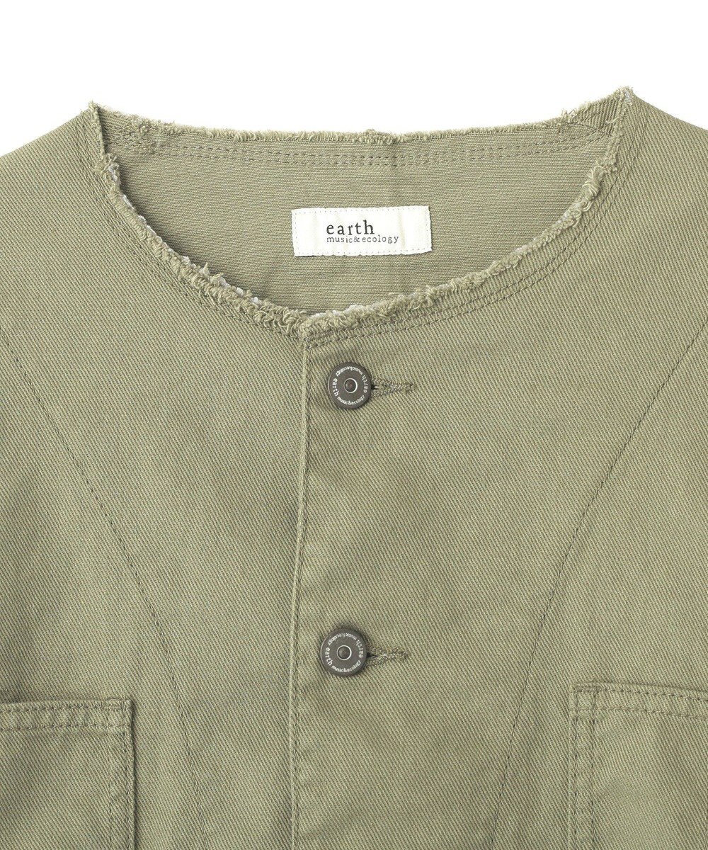 earth music&ecology 【綿100％】ノーカラーカバーオール 