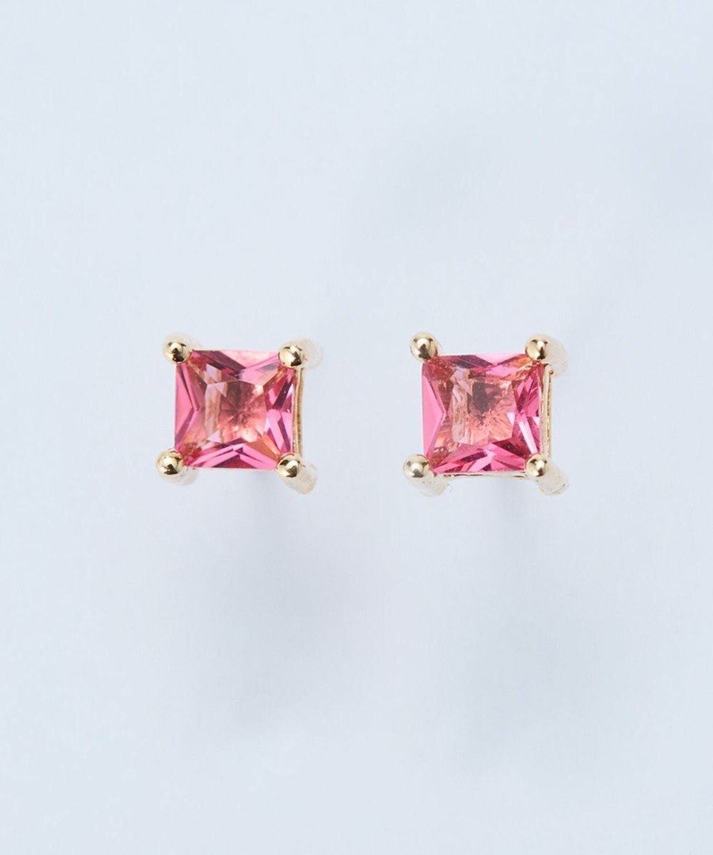 Phoebe シャインフレームスクエアピアス　レッド 