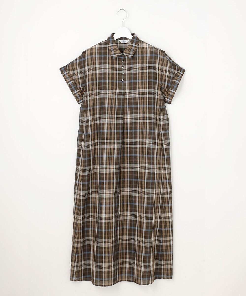 J.PRESS LADIES コットンリネン Light マドラスチェック シャツ ワンピース 