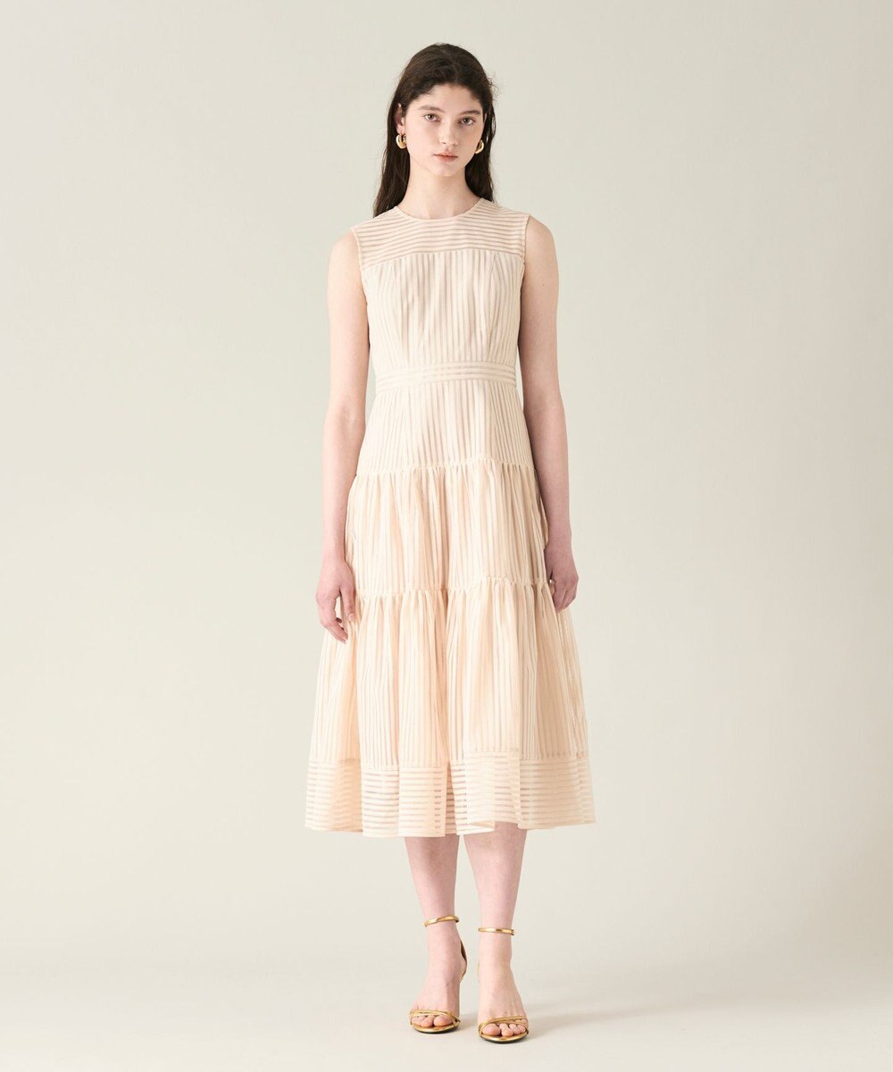 GRACE CONTINENTAL ストライプレースフレアドレス 