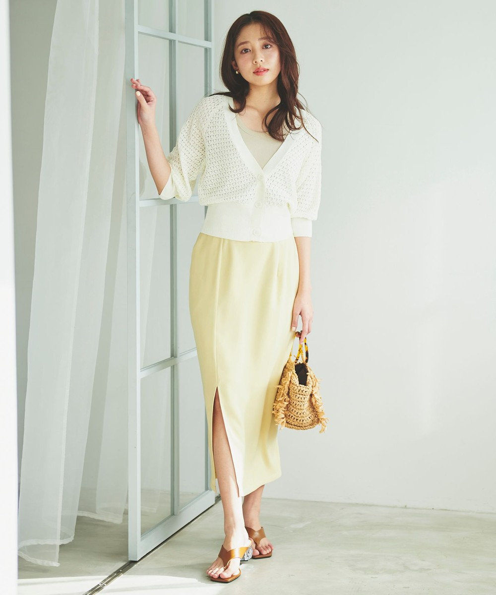 Feroux ソフトツイルナロースリット スカート 