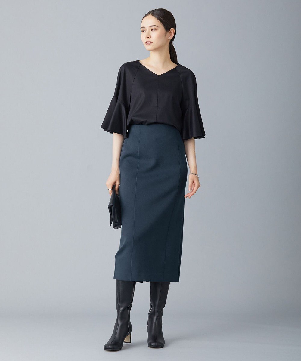 ICB 【洗える】コットンサテン　フレアスリーブブラウス 