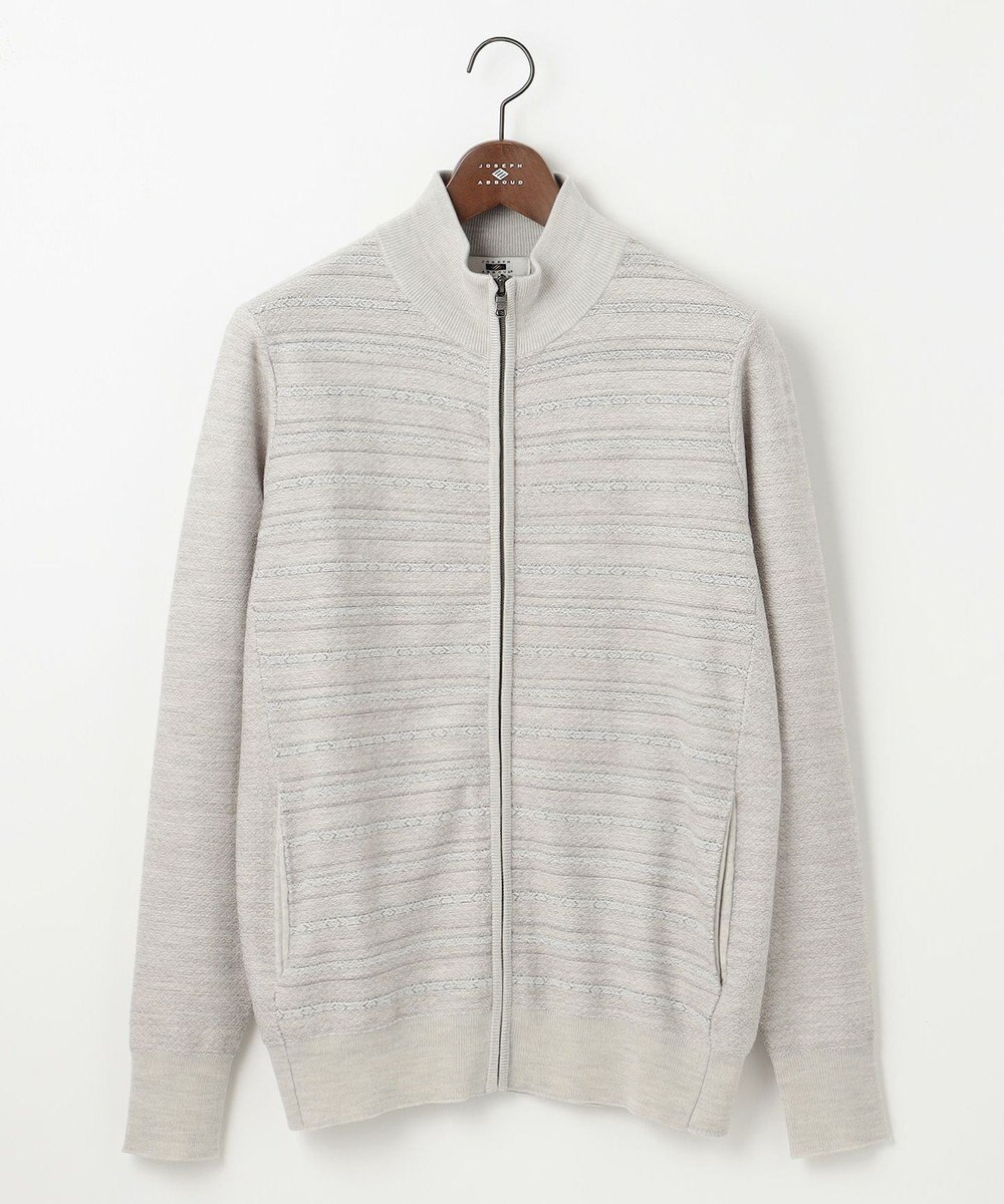 JOSEPH ABBOUD 【キングサイズ・洗える/軽い】シェニールヤーンジャカード ジップ ブルゾン 