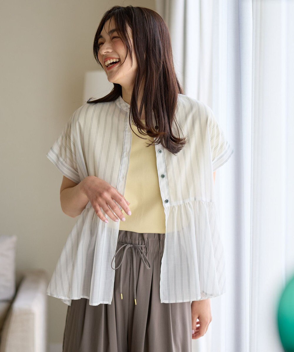 ANY L 半袖ティアードブラウス 