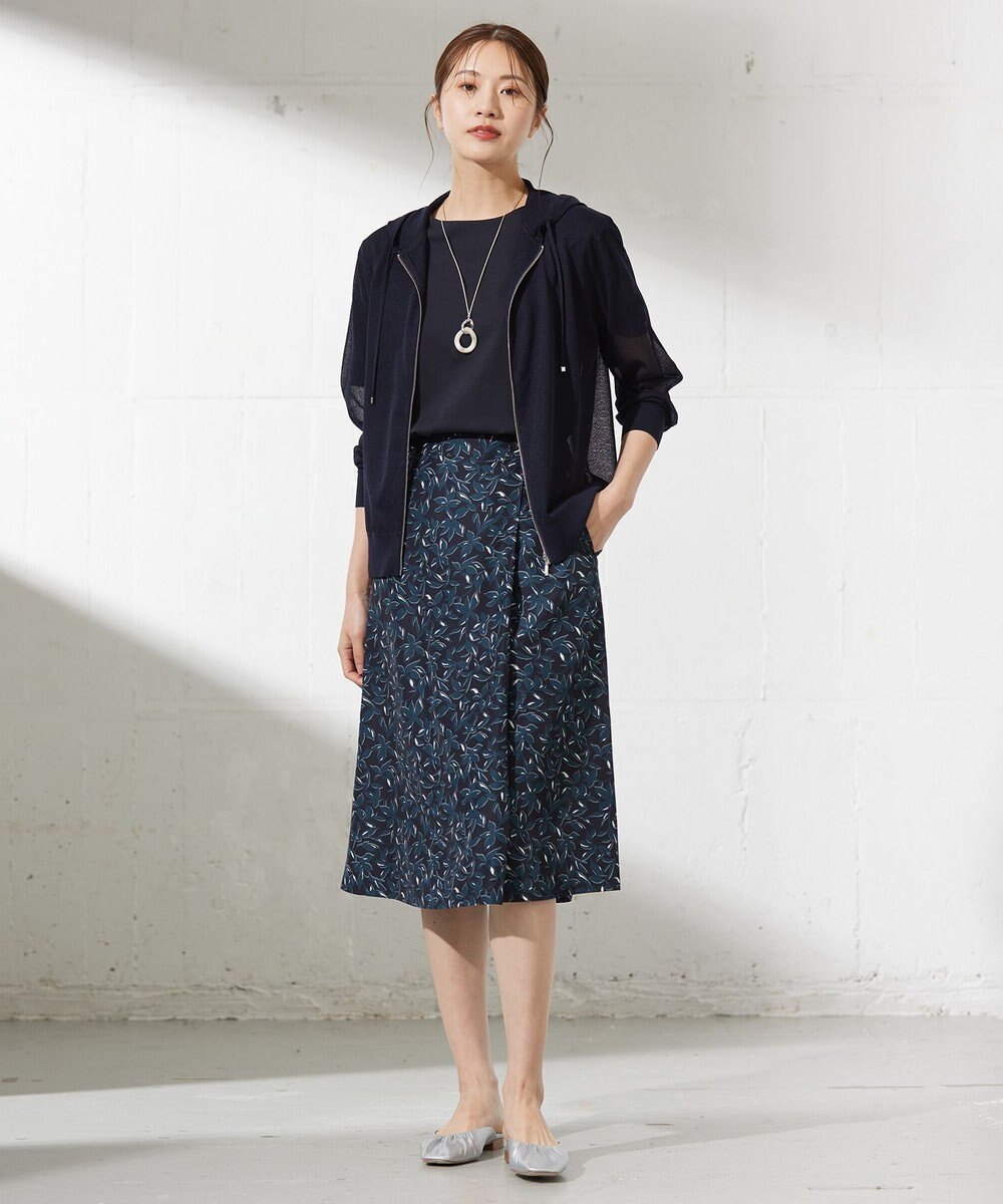 J.PRESS LADIES L 【接触冷感】コットンスムース 刺繍スリーブ カットソー 