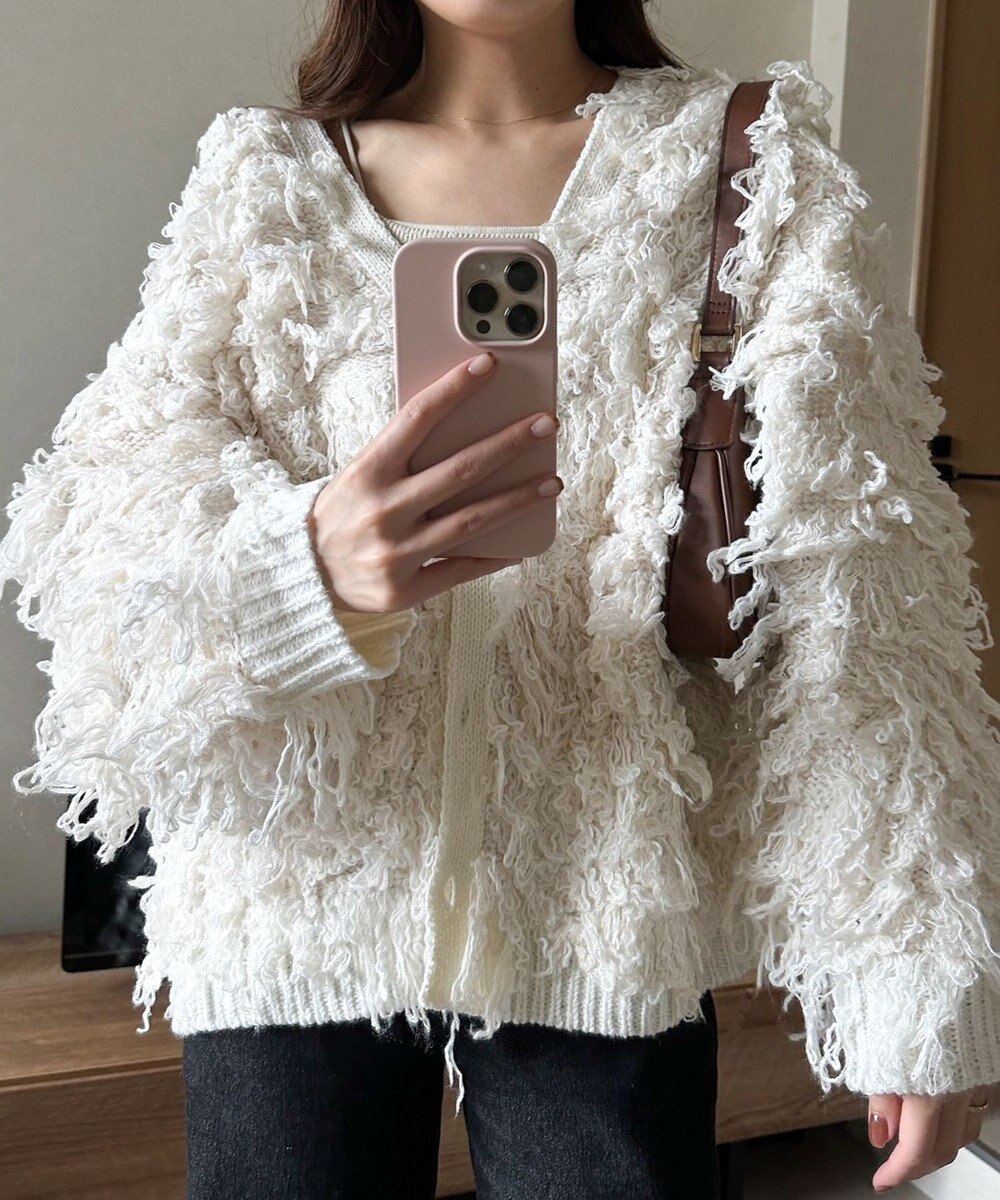 Green Parks フリンジニットカーディガン 