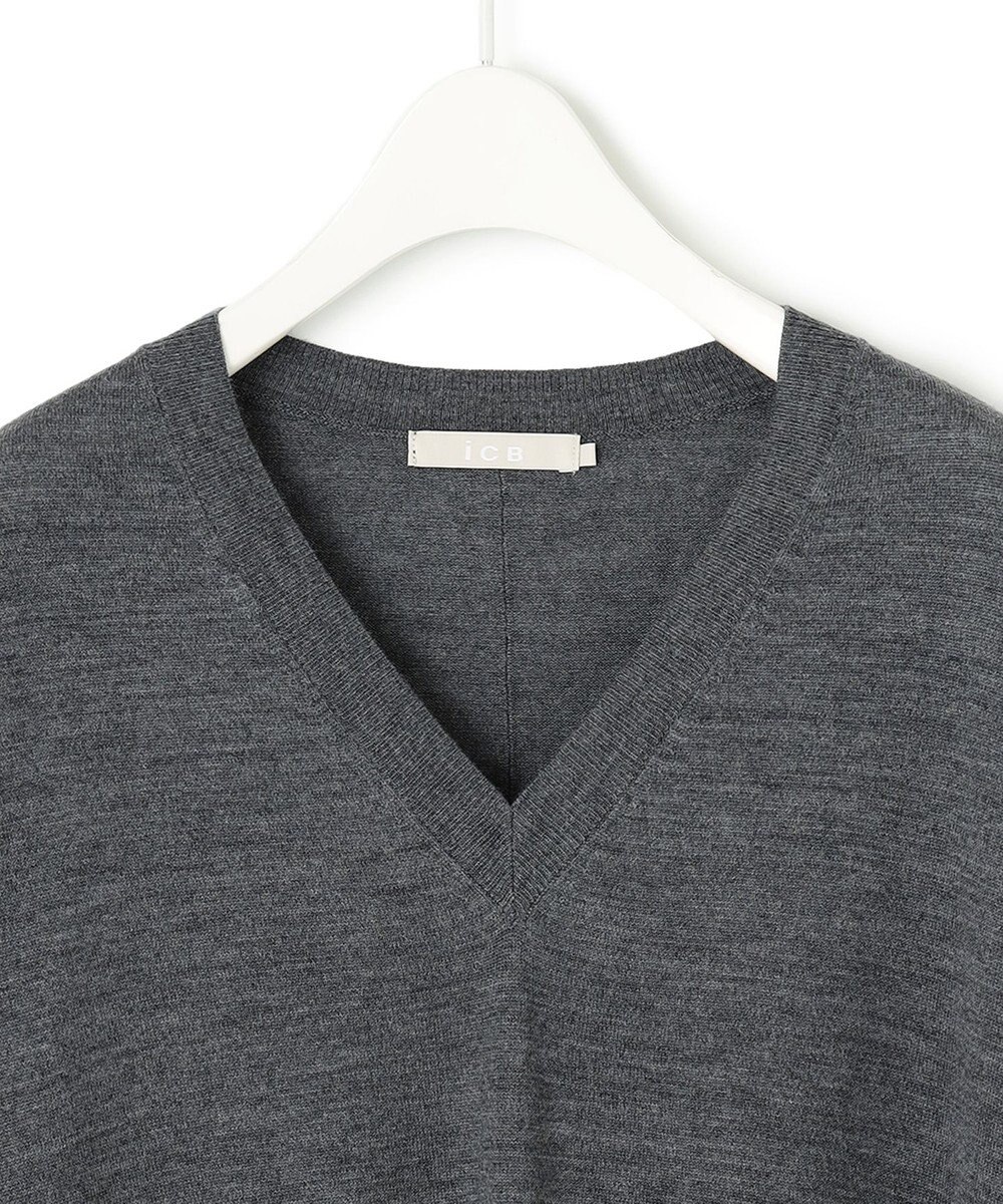 ICB 【洗える】 コンパクトウール Vネックプルオーバー 