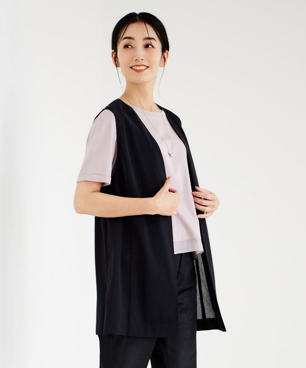 J.PRESS LADIES 【WEB限定・洗える】シアートリコット ジレ ブラック系