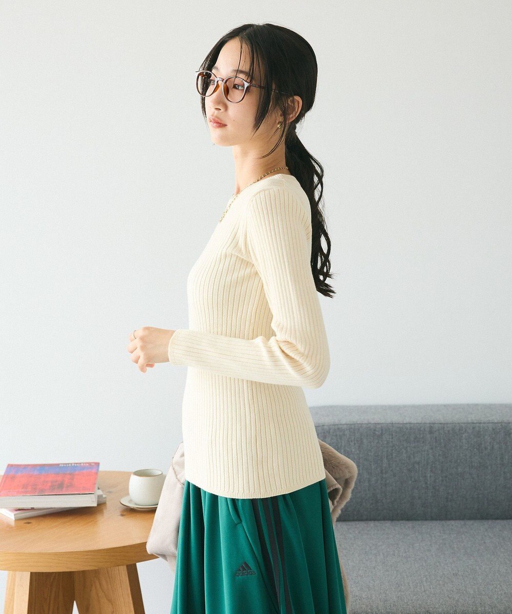 CRAFT STANDARD BOUTIQUE 洗える/とてもちクルーネックリブニットプルオーバー 