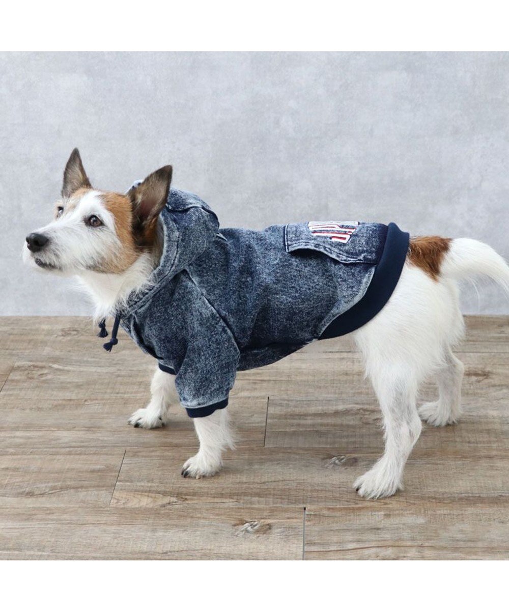 PET PARADISE J.PRESS デニム風 ロゴパーカー 小型犬 
