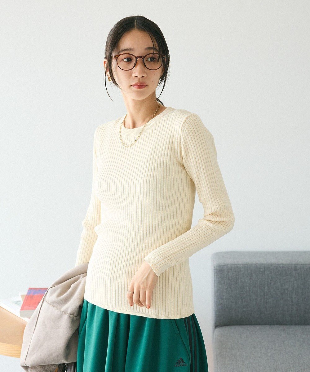 CRAFT STANDARD BOUTIQUE 洗える/とてもちクルーネックリブニットプルオーバー 