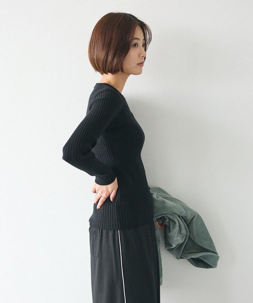 CRAFT STANDARD BOUTIQUE 洗える/とてもちクルーネックリブニットプルオーバー 