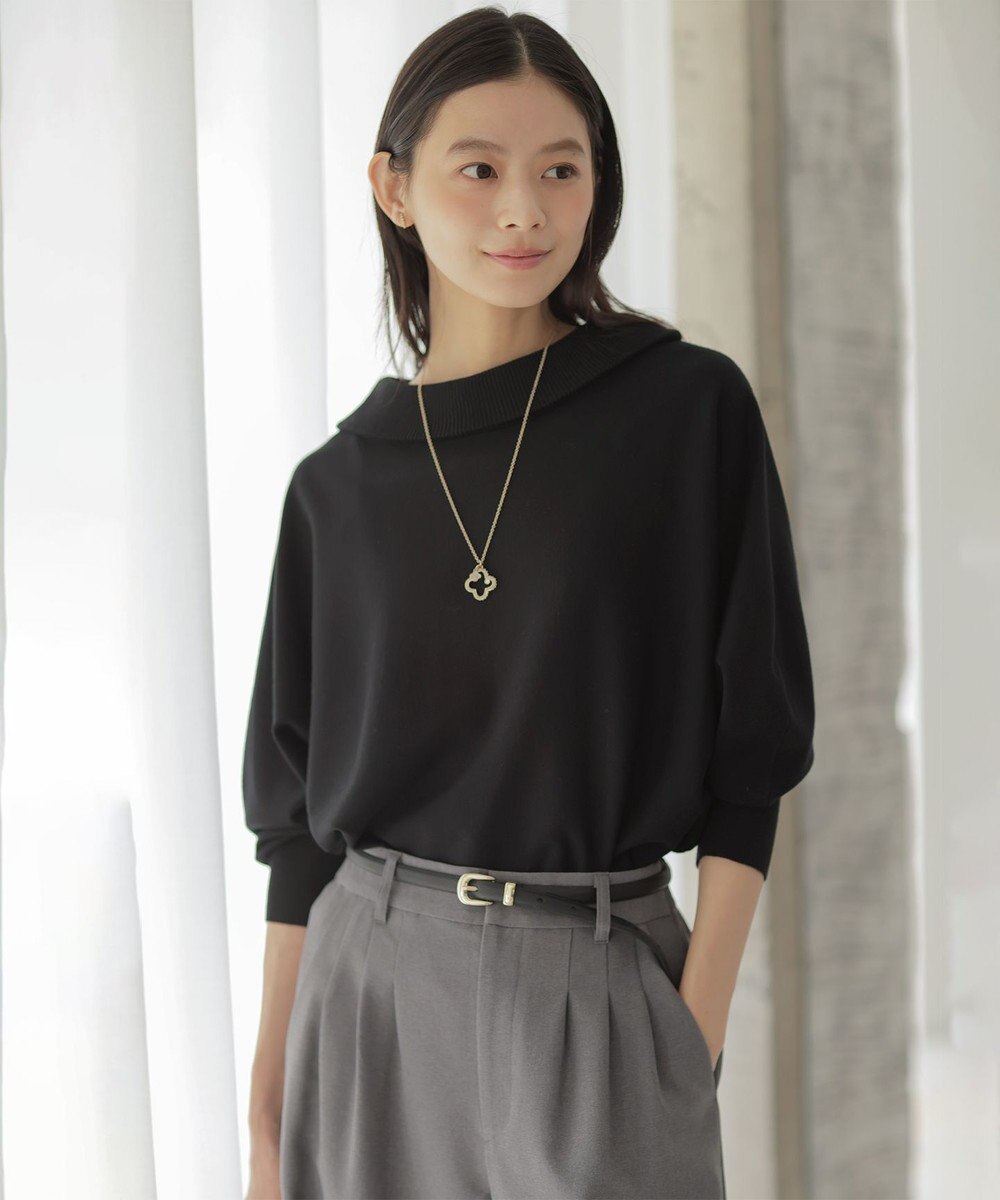 組曲 【加藤ローサさん着用・新色追加・前後着用可】スムースストレッチロールネック ニット 