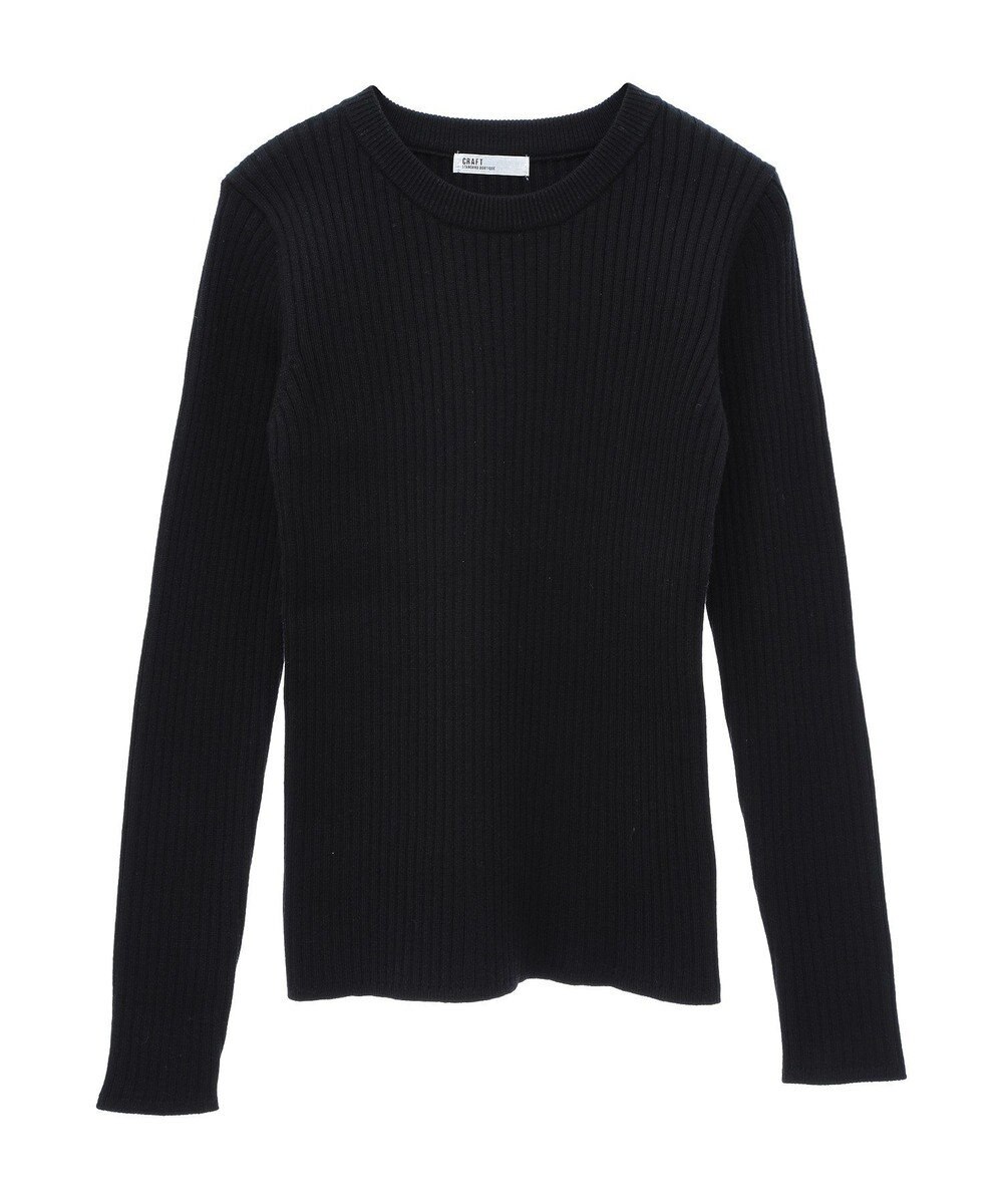 CRAFT STANDARD BOUTIQUE 洗える/とてもちクルーネックリブニットプルオーバー 