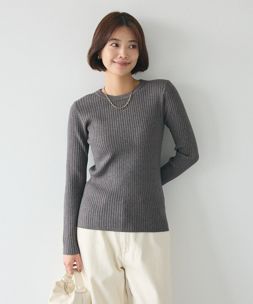 CRAFT STANDARD BOUTIQUE 洗える/とてもちクルーネックリブニットプルオーバー 