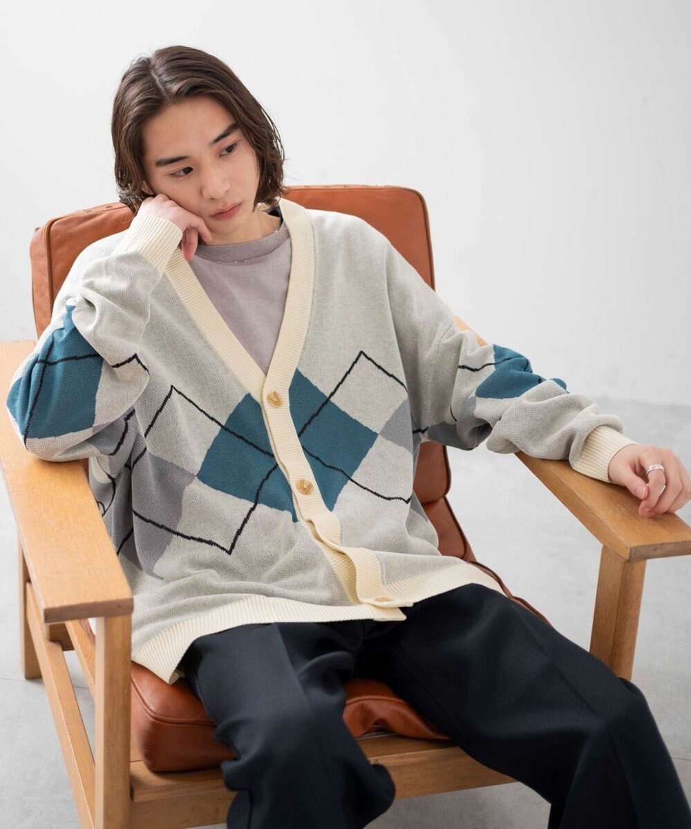 WEGO 【ユニセックス着用ITEM】オーバーフィットドライタッチパターンカーディガン 