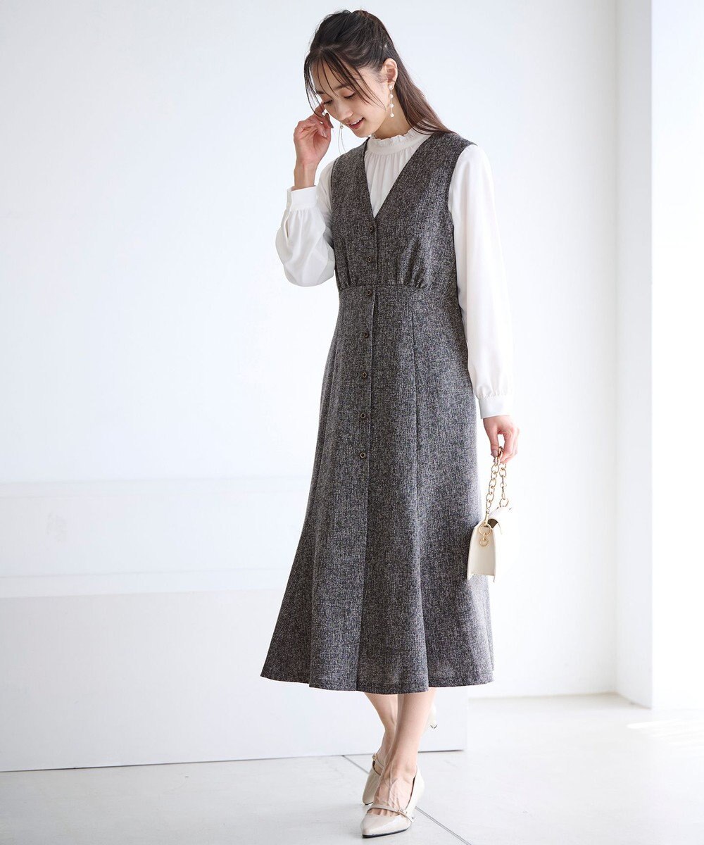 ANY SIS 【洗える】ツイーディマーメイド ジャンパースカート 