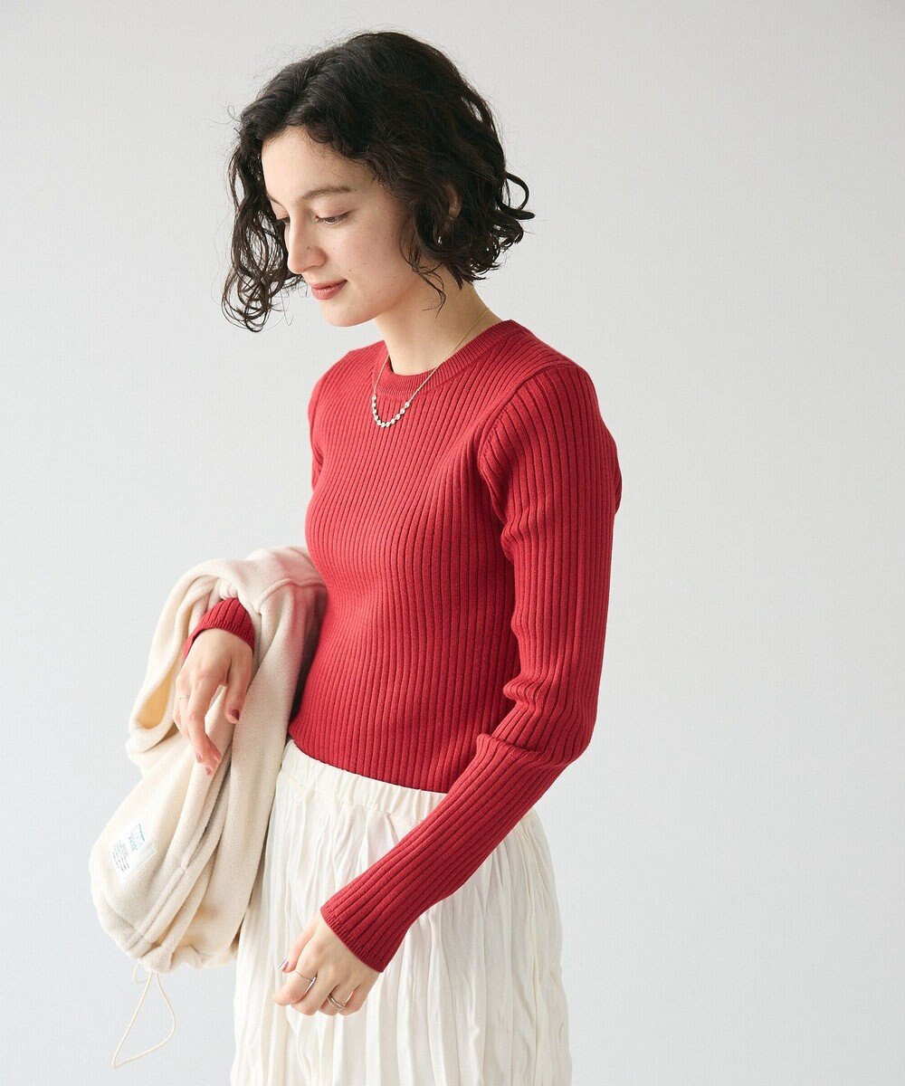 CRAFT STANDARD BOUTIQUE 洗える/とてもちクルーネックリブニットプルオーバー 