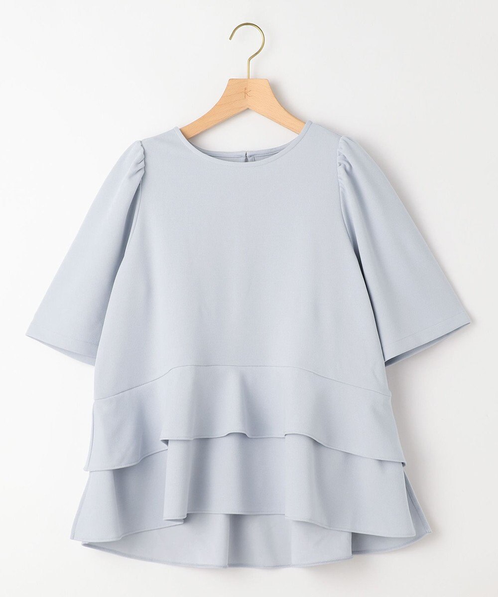 組曲 L 【接触冷感・吸湿・UVカット】ジョーゼットジャージーフリルブラウス 