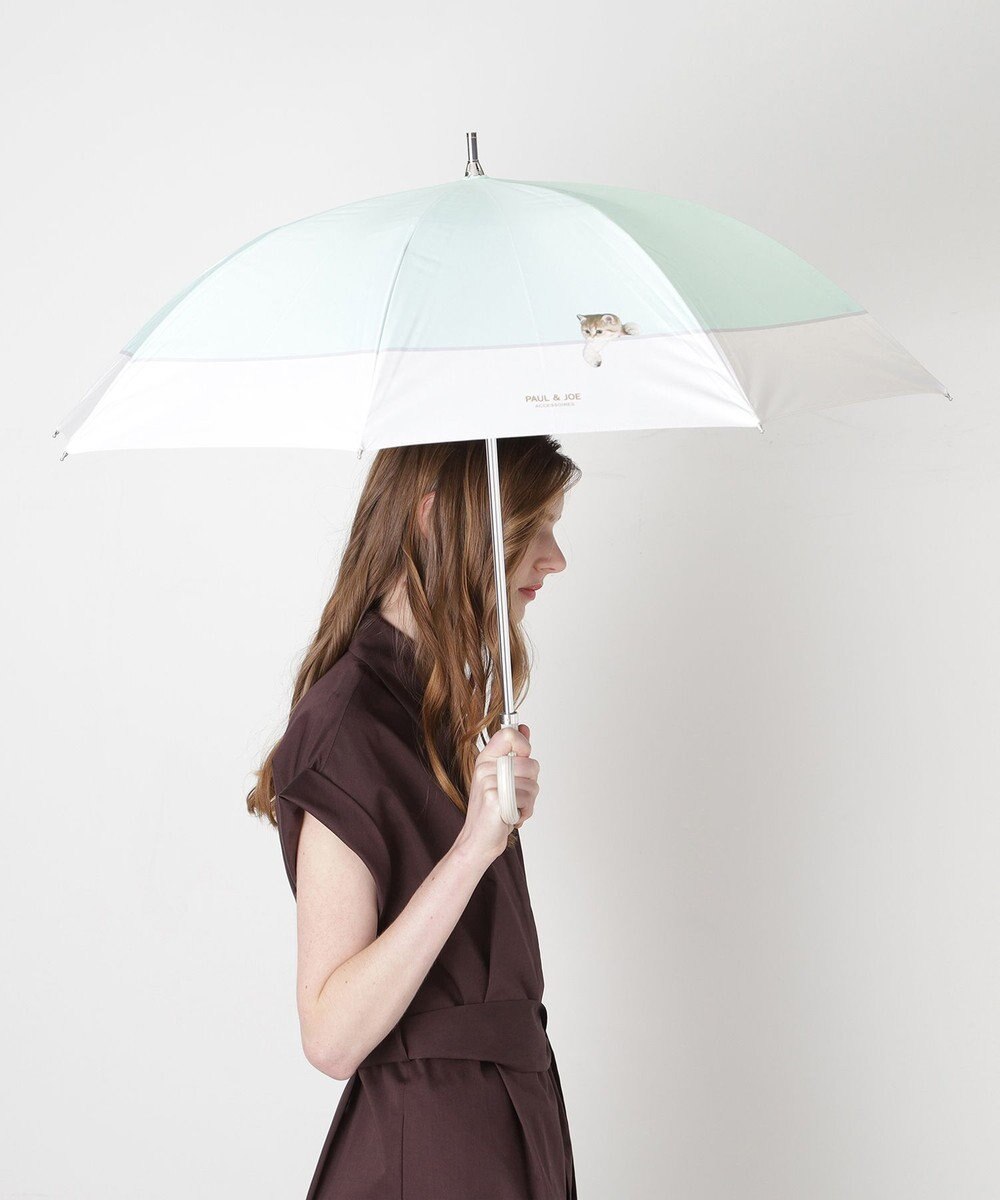 MOONBAT 【 遮光率100％/遮熱/UV】PAUL&JOE ACCESSOIRES(ポール&ジョー) 晴雨兼用日傘 スウィングヌネット ネコ 長傘 