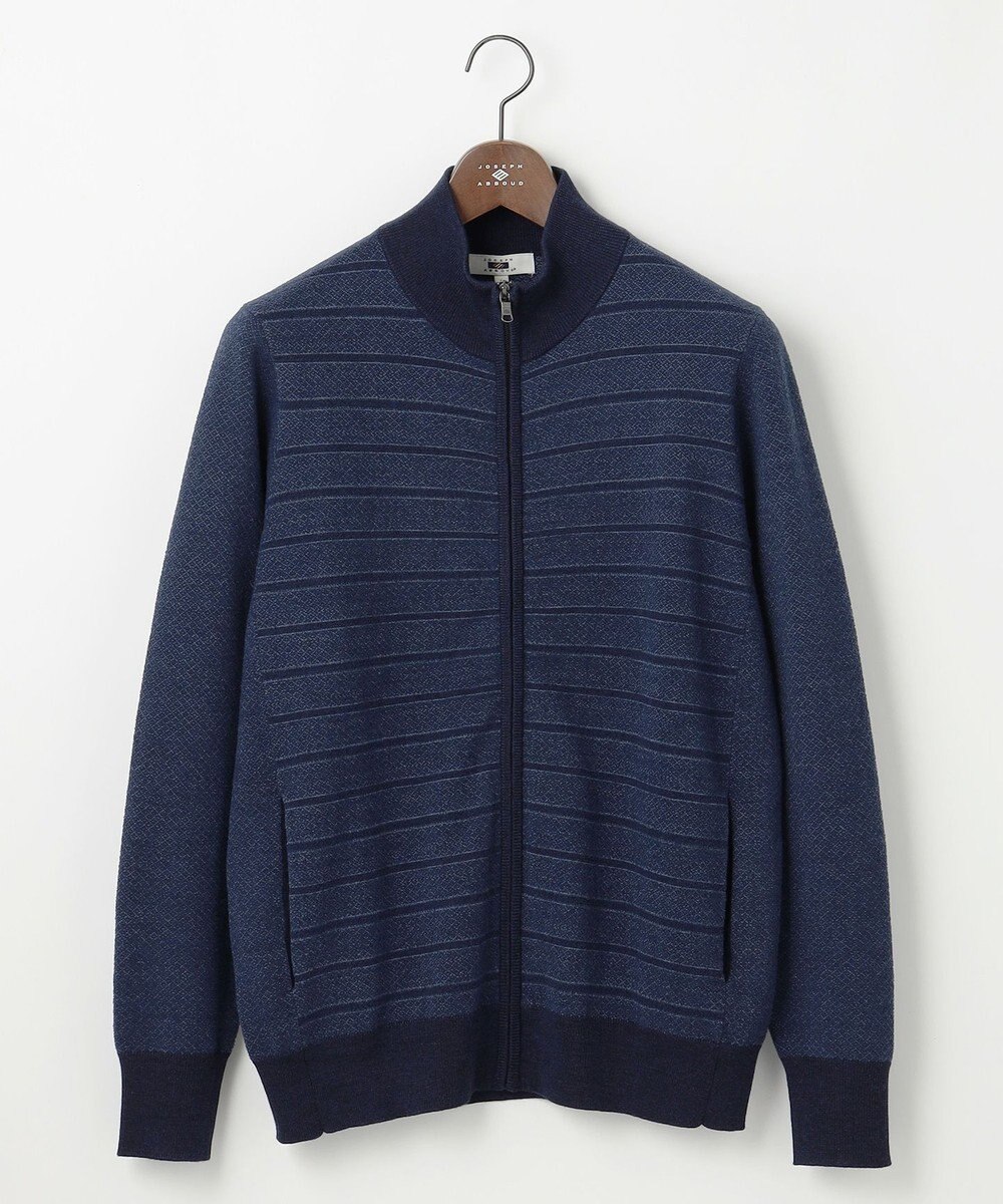 JOSEPH ABBOUD 【キングサイズ・洗える/軽い】シェニールヤーンジャカード ジップ ブルゾン 