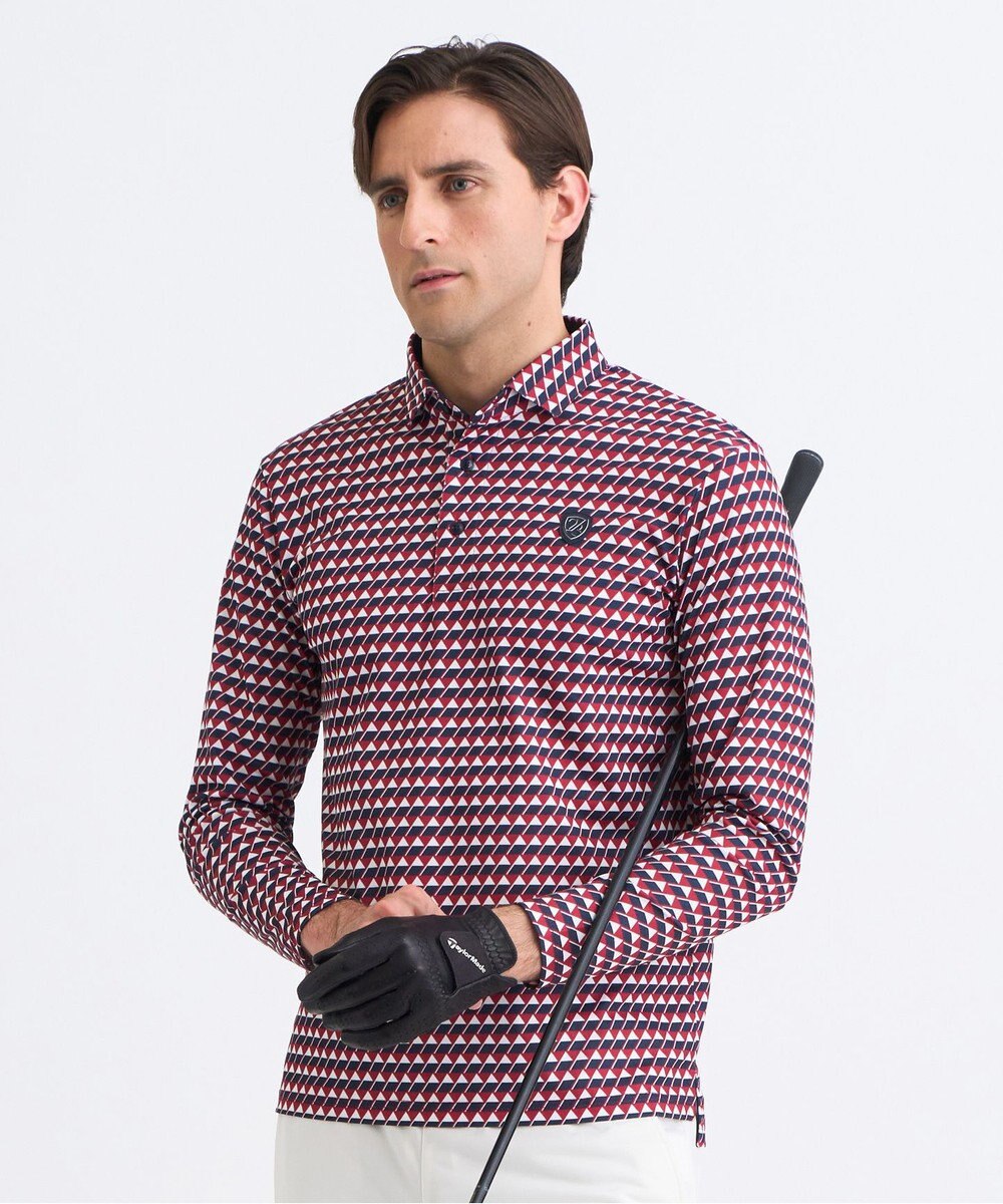 23区GOLF 【MEN】フラッグ総柄長袖ポロシャツ 