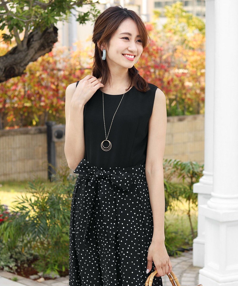 洗える 大人上品なモノトーンプリントコンビワンピース Tiaclasse ファッション通販 公式通販 オンワード クローゼット