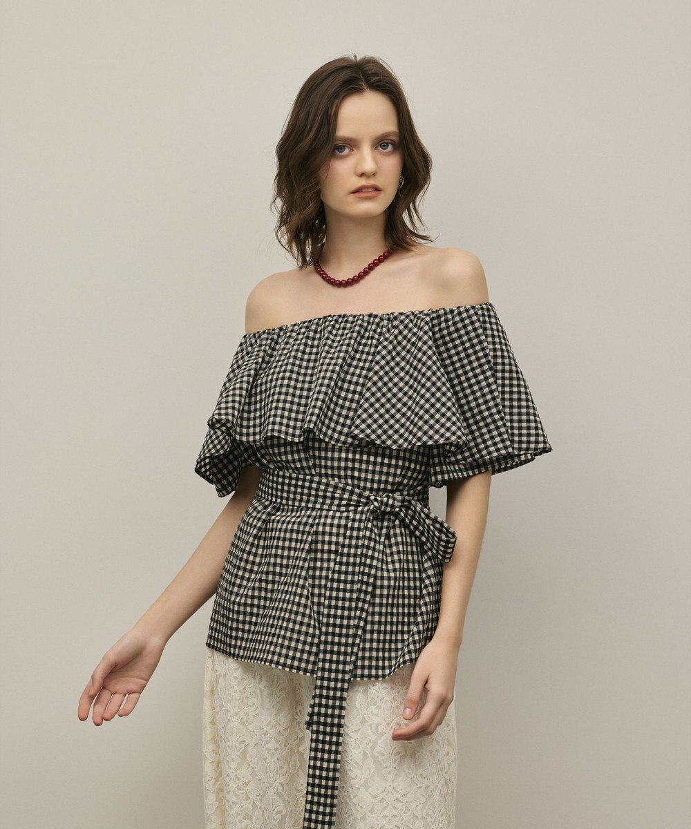 GRACE CONTINENTAL チェックケープブラウス 