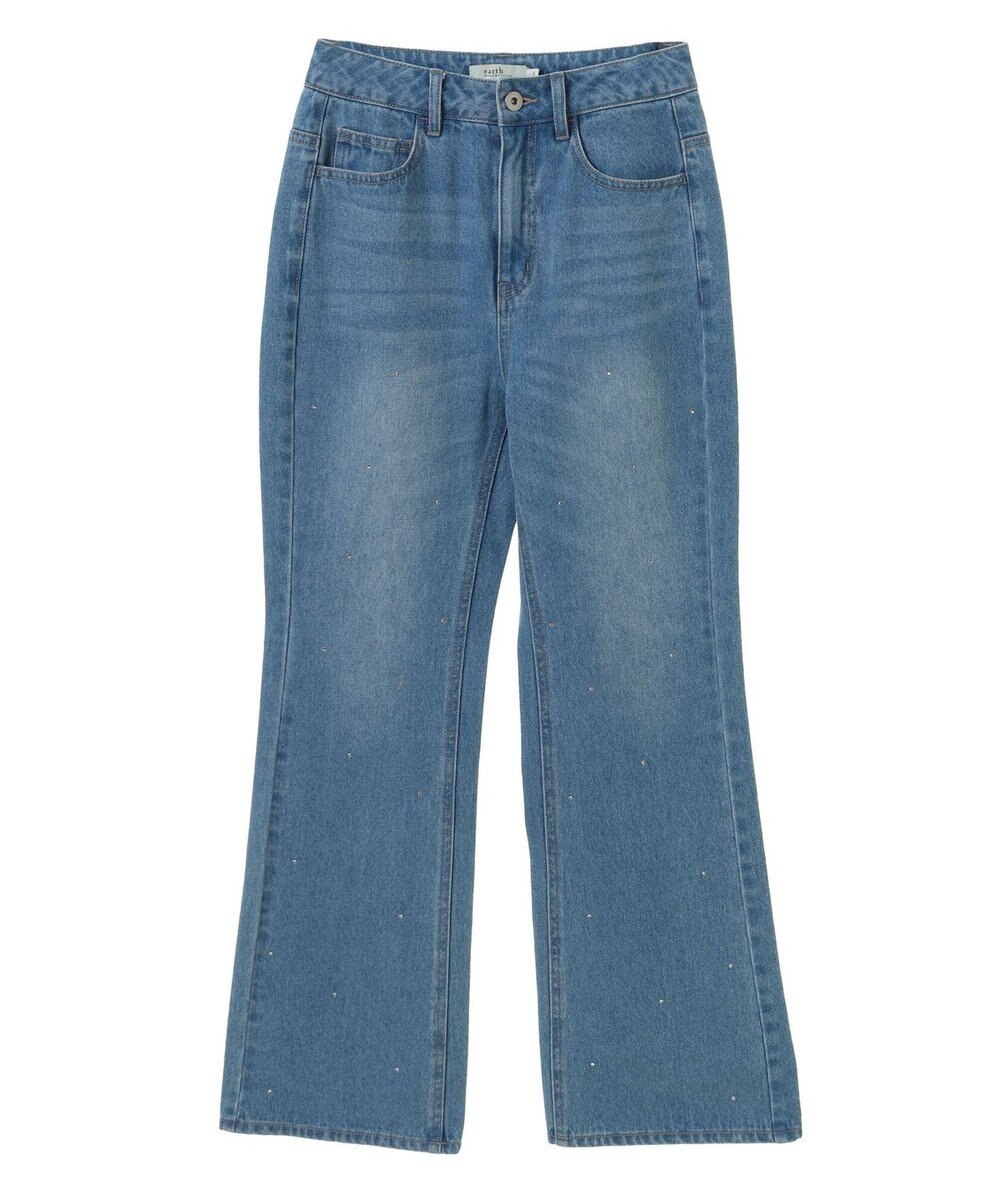 earth music&ecology ラインストーンフレアデニムパンツ 