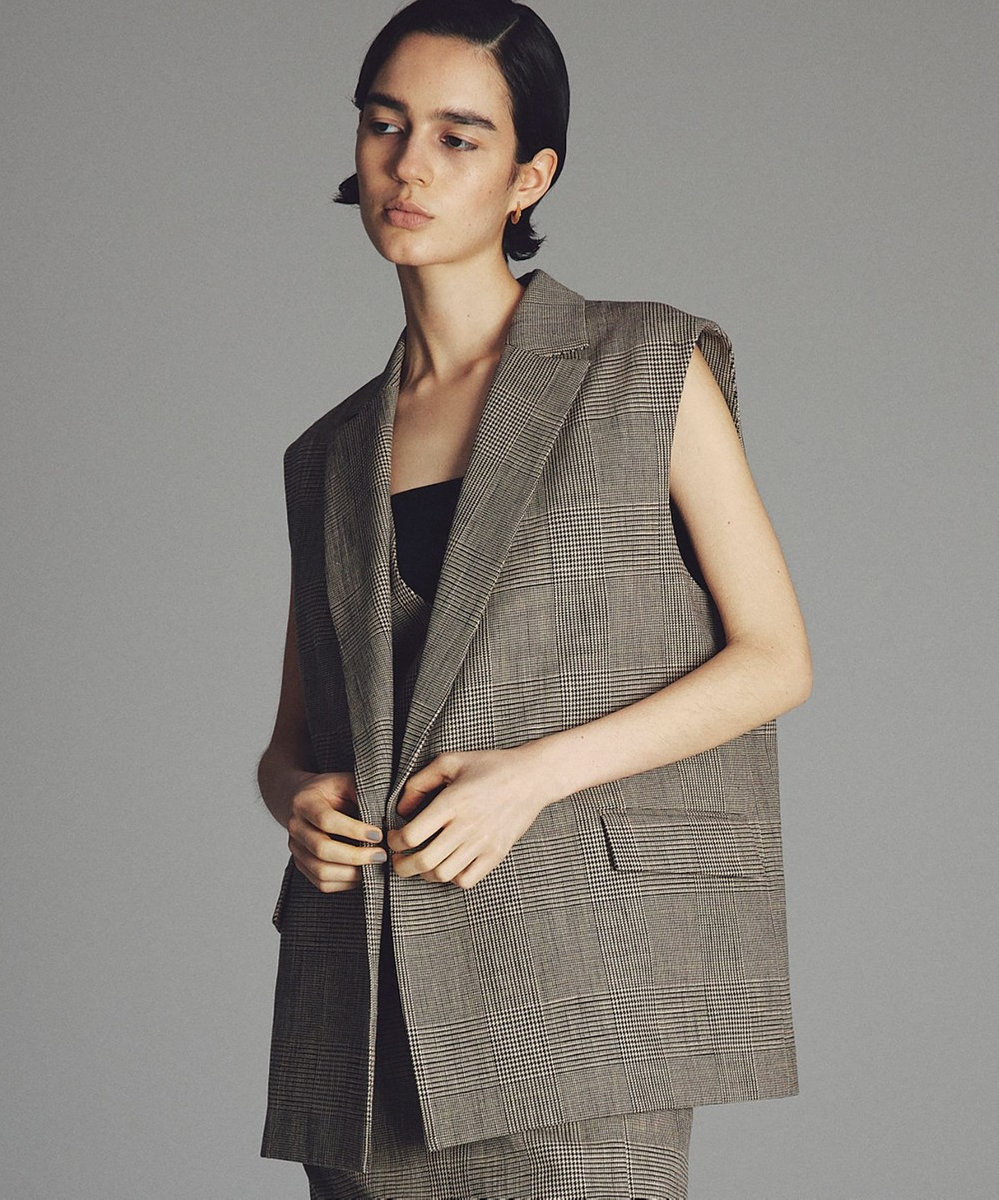 uncrave グレンチェック ジレ 