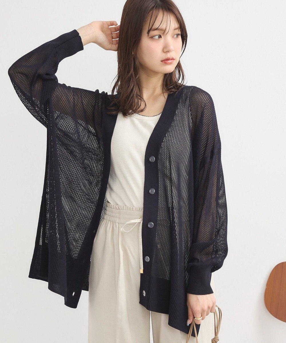 earth music&ecology メッシュルーズカーディガン 