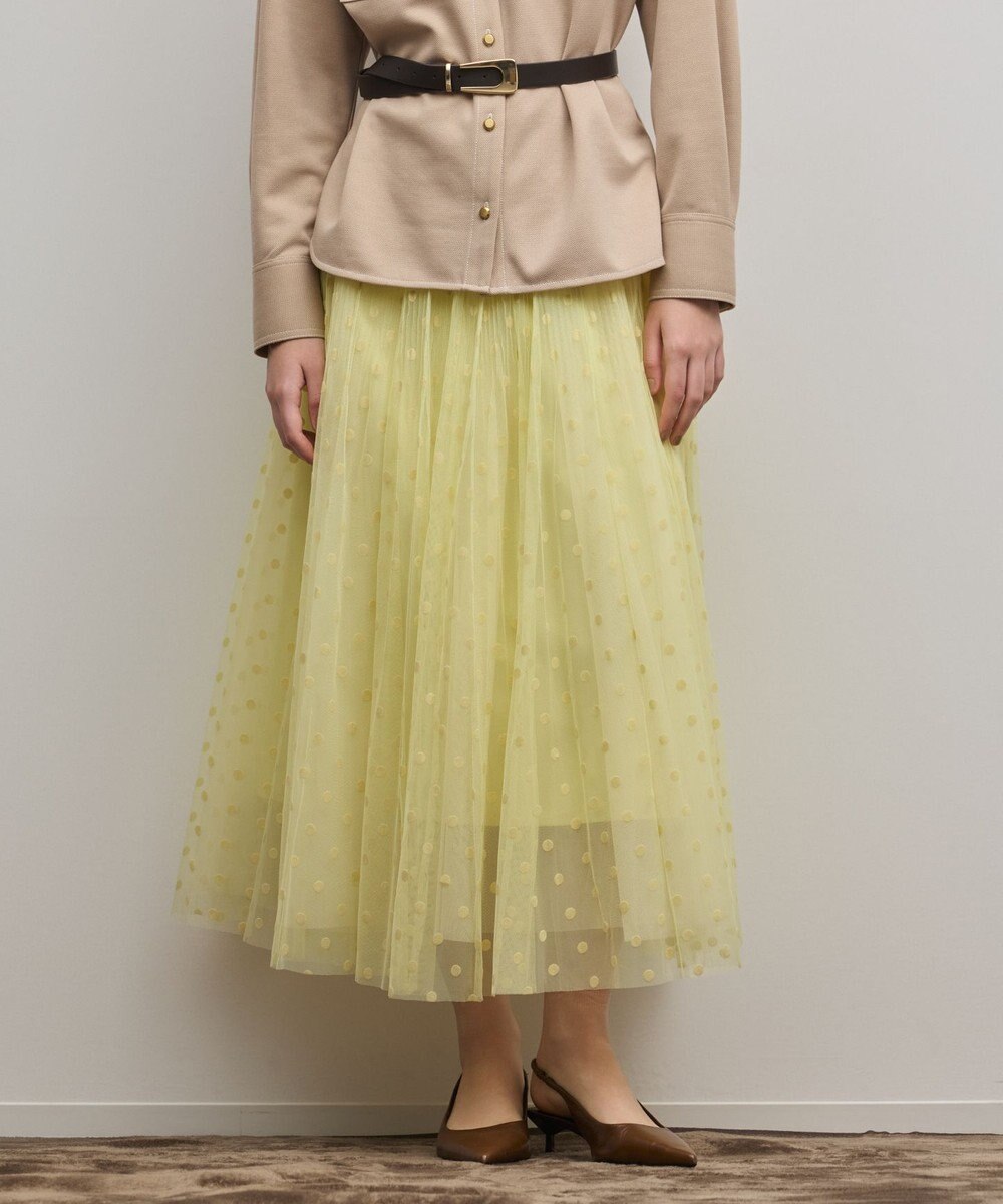 GRACE CONTINENTAL フロッキードットプリーツスカート 