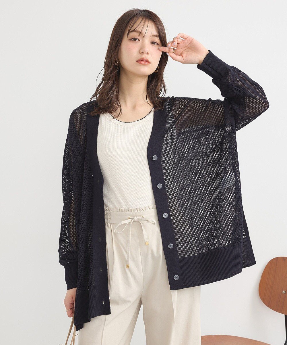 earth music&ecology メッシュルーズカーディガン 