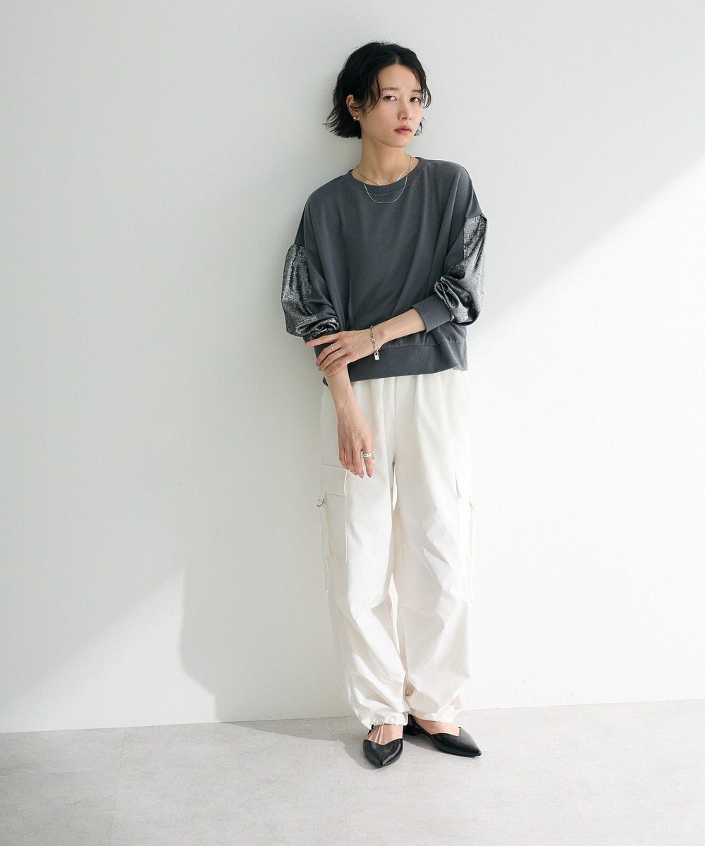 Green Parks 箔プリントドッキング裏毛プルオーバー 