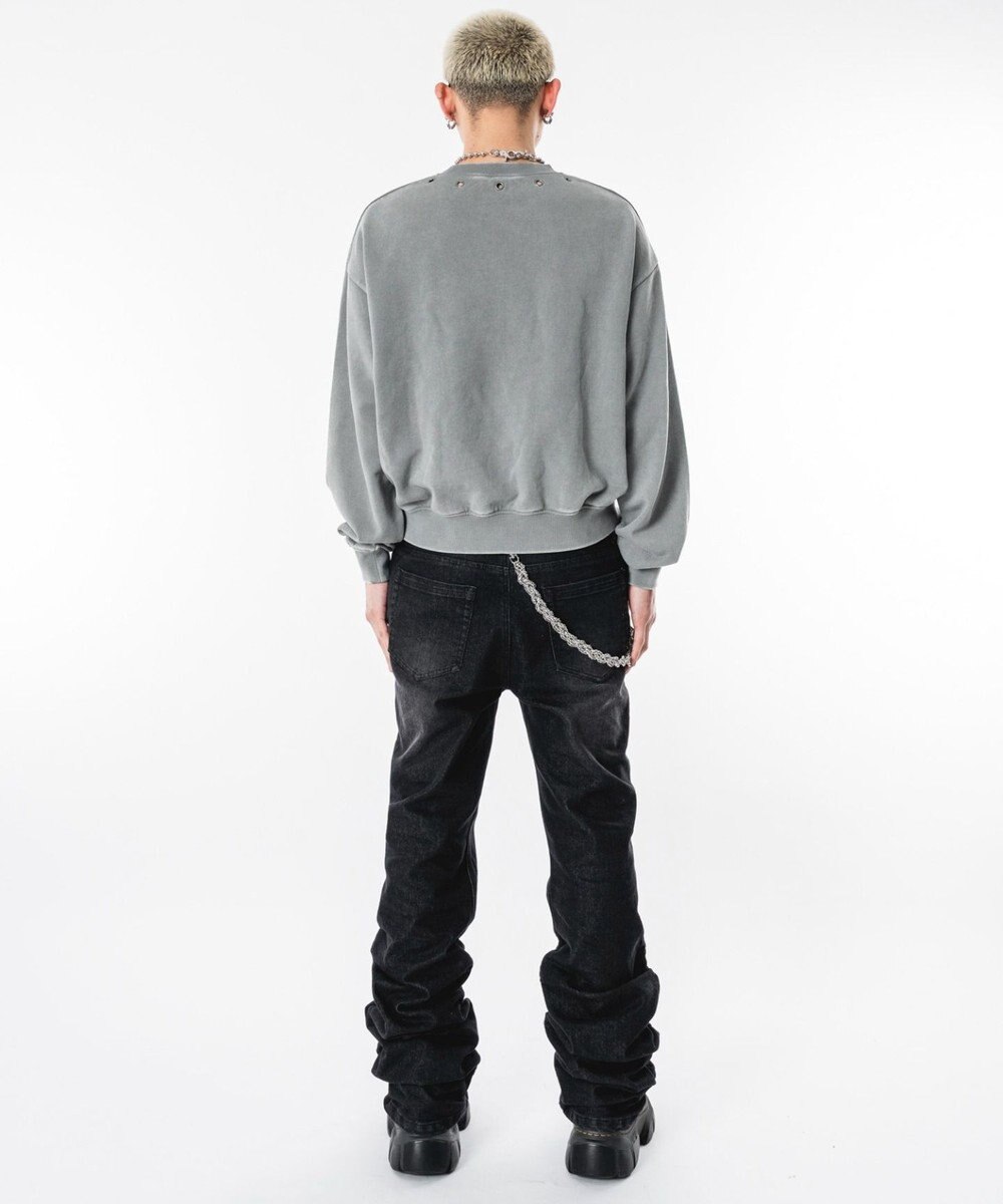 WEGO 【ユニセックス着用ITEM】シャーリングフレアデニムスキニーパンツ 