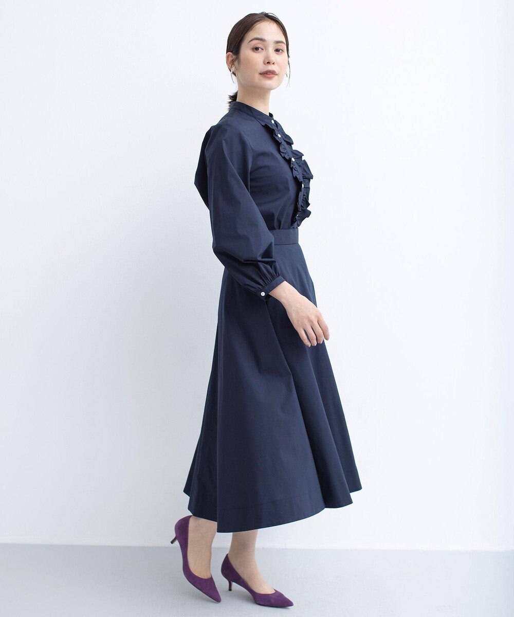 組曲 コンパクトシャーティング フリルブラウス 