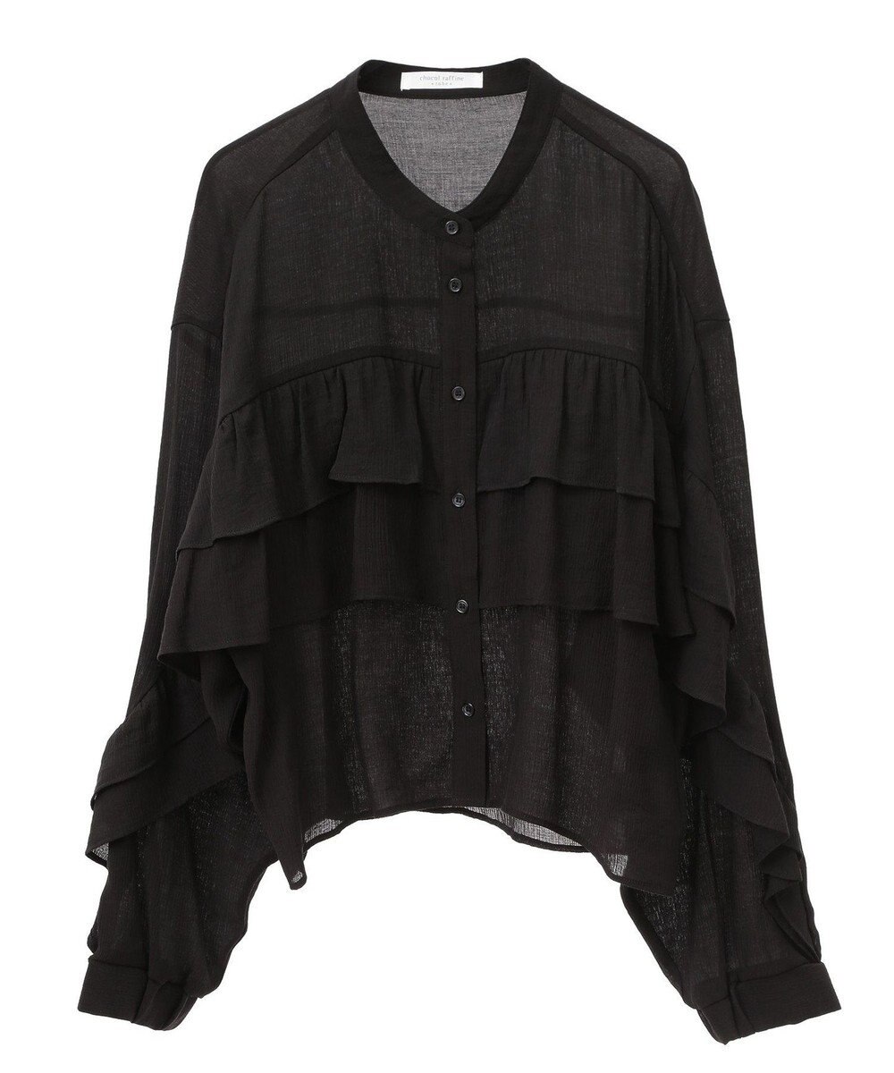 Green Parks シアーフリルショート丈ブラウス 