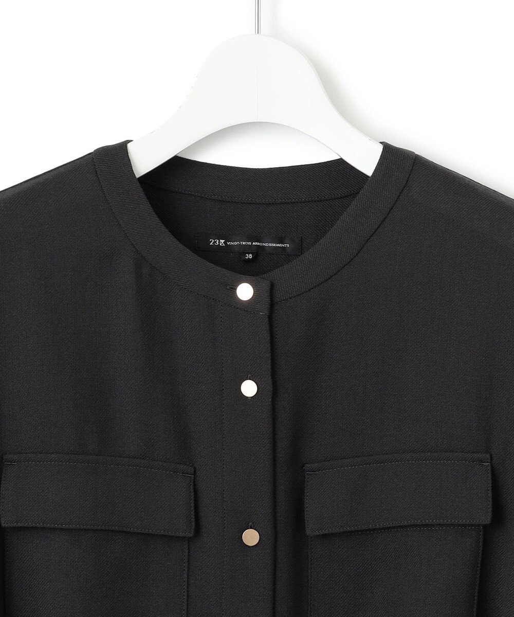 23区 L ポリエステルウール シャツワンピース 