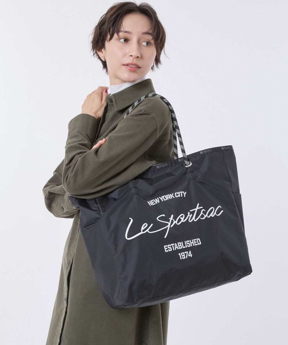 LeSportsac LARGE 2 WAY TOTE/2ウェイブラック/グレーカモ 