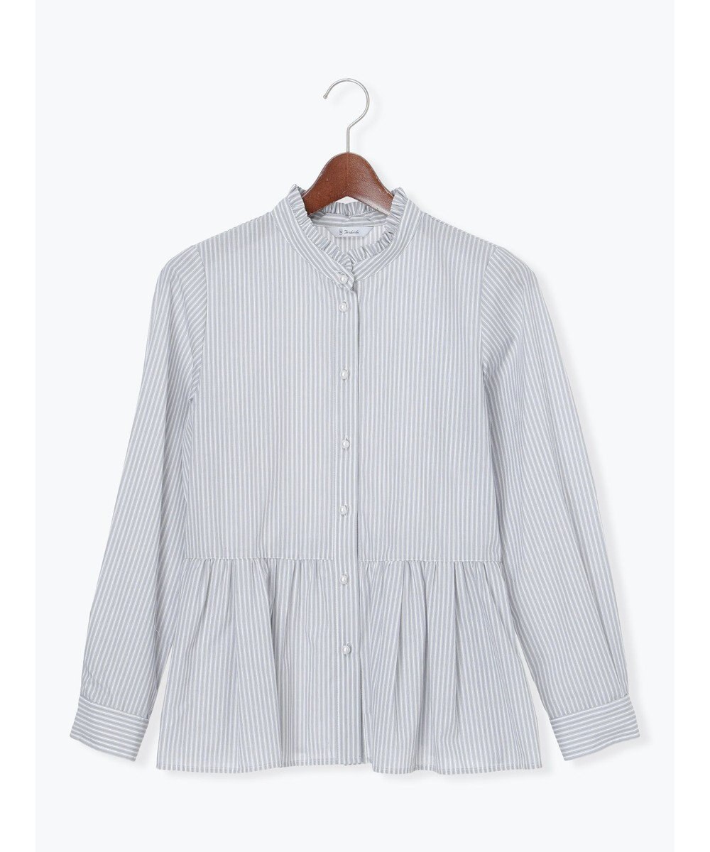 Te chichi パール釦スタンドフリルペプラムブラウス 