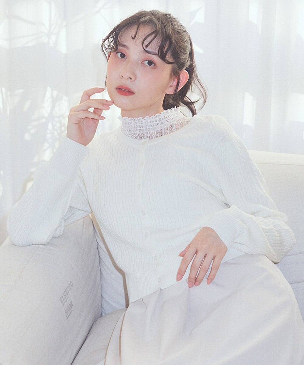 earth music&ecology ミニケーブルコンパクトカーディガン 