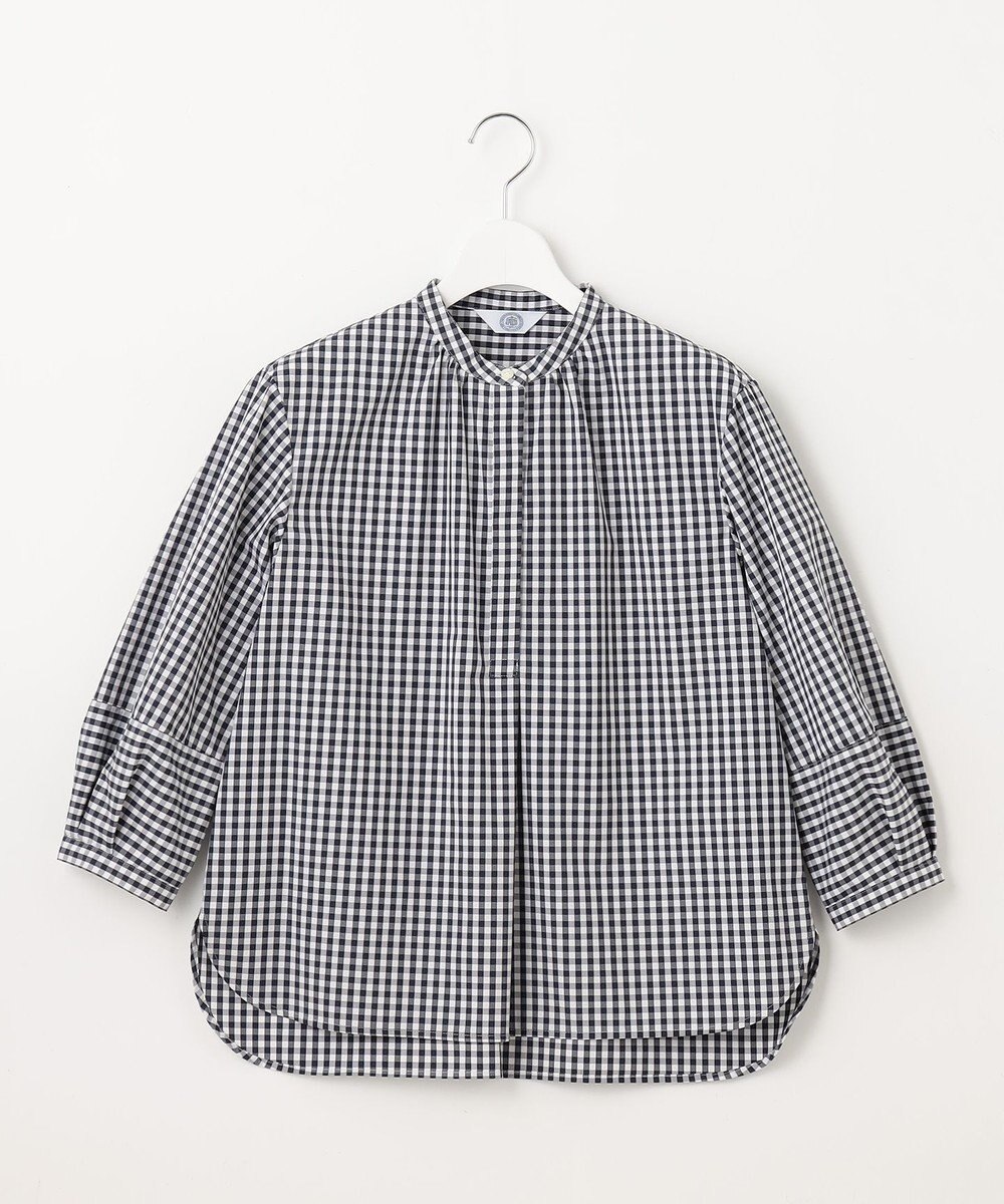 J.PRESS LADIES 【洗える・接触冷感・UVカット】エステネージュストライプ バンドカラーブラウス 