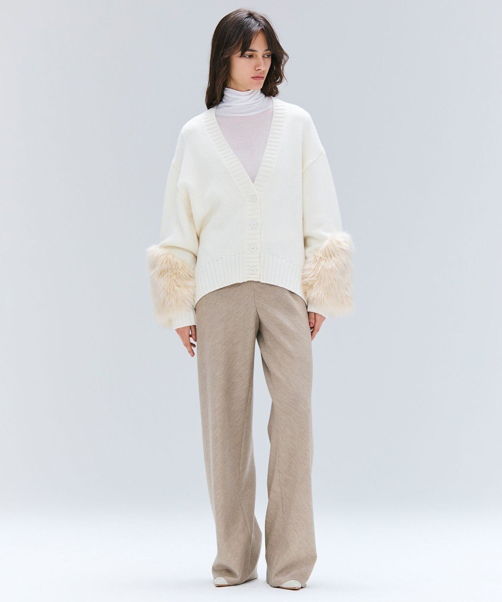 BEIGE， 【洗える】CHESTER / フェイクファーVネックカーディガン 