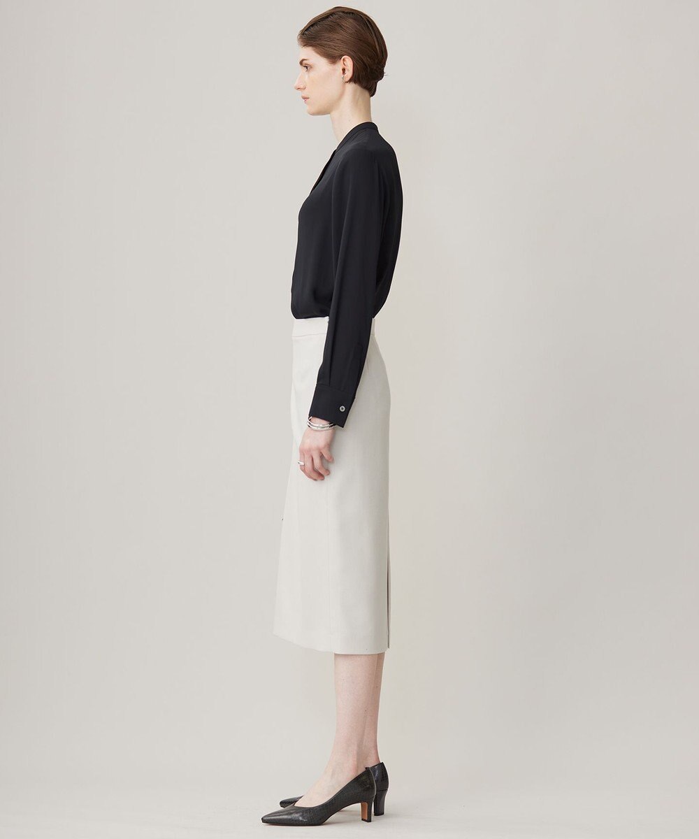 ICB 【接触冷感・UVケア・速乾・洗える】BackSatinAmunzen バンドカラーブラウス 