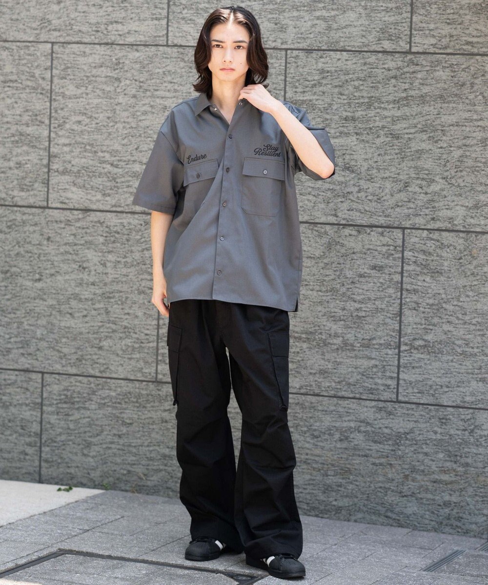 WEGO 【ユニセックス着用ITEM】刺繍ロゴツイルワークシャツ 