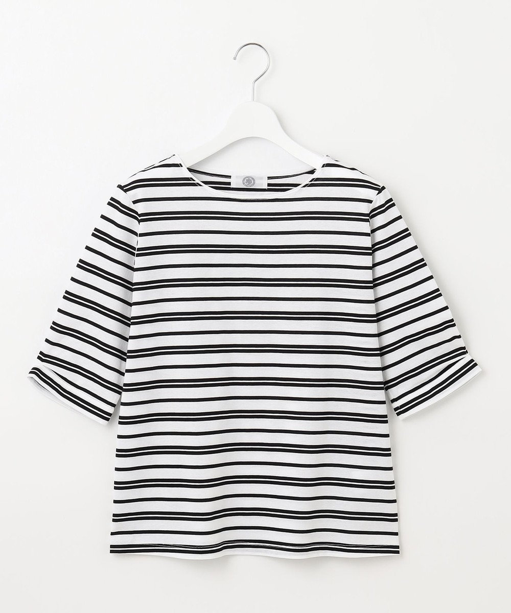 J.PRESS LADIES 【接触冷感・UVケア】 スムースジャージー タックスリーブ ボーダー カットソー 