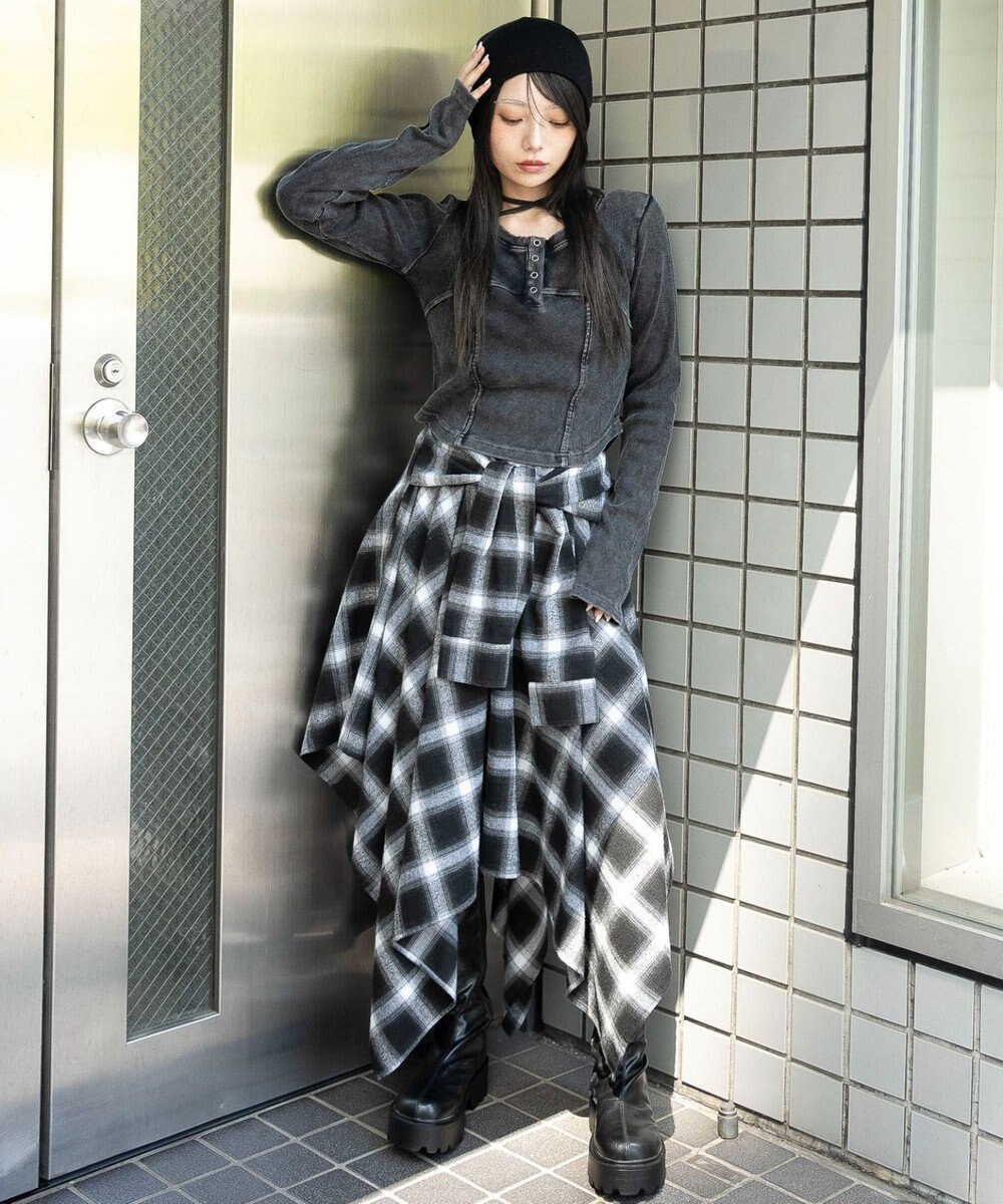 WEGO ヴィンテージウォッシュネックリボントップス 